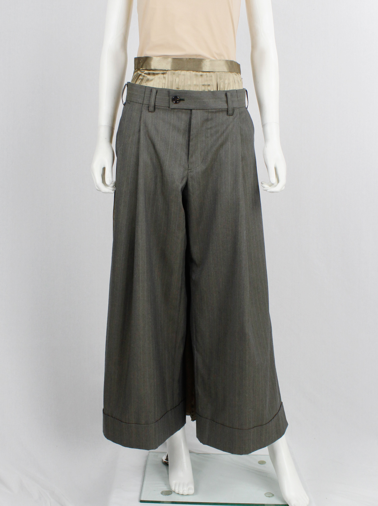 Junya Watanabe brown trousers attached to a chartreuse Junya Watanabe brown trousers attached to a chartreuse