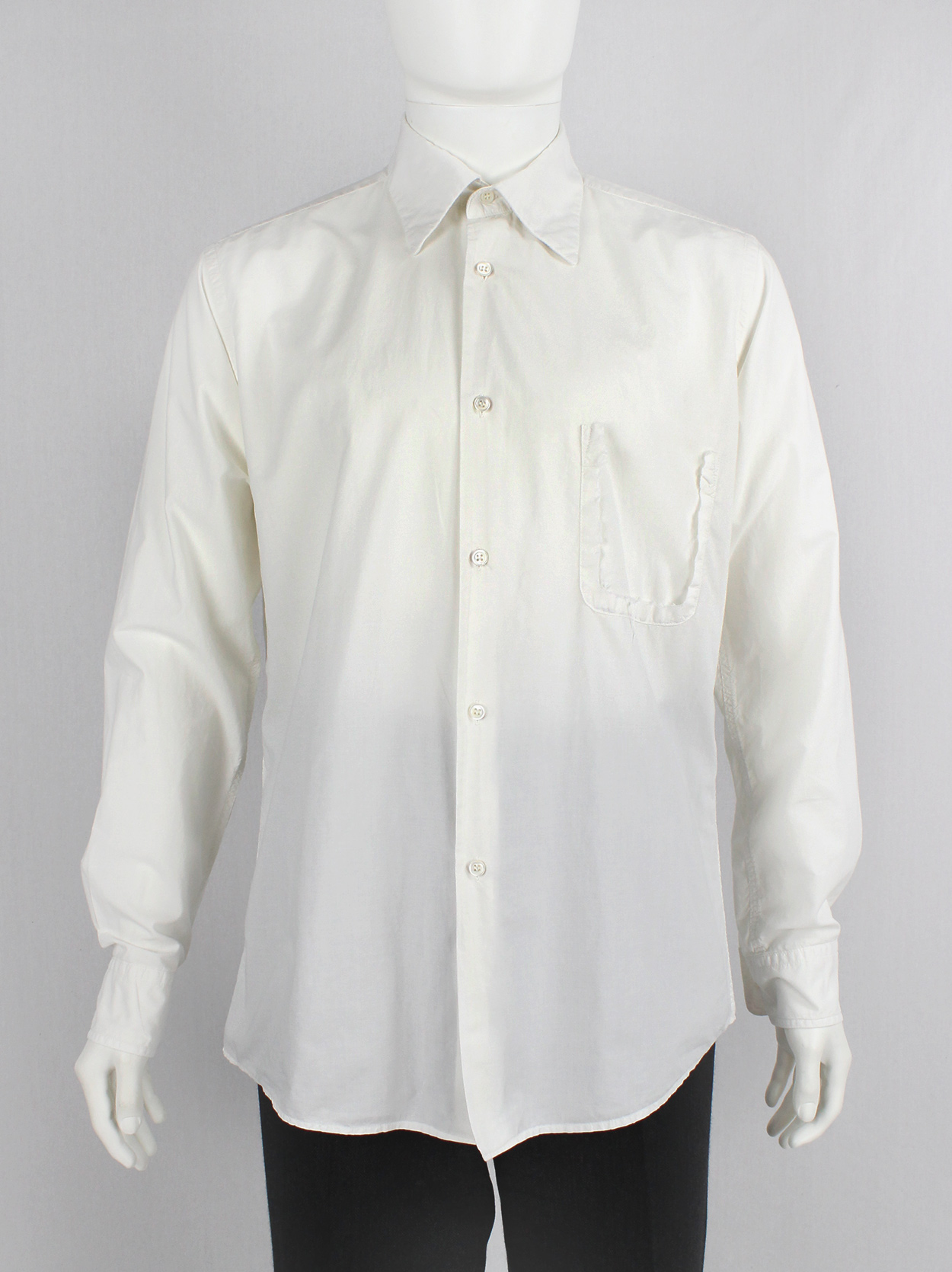 Maison Martin Margiela white shirt with torn out breastpocket