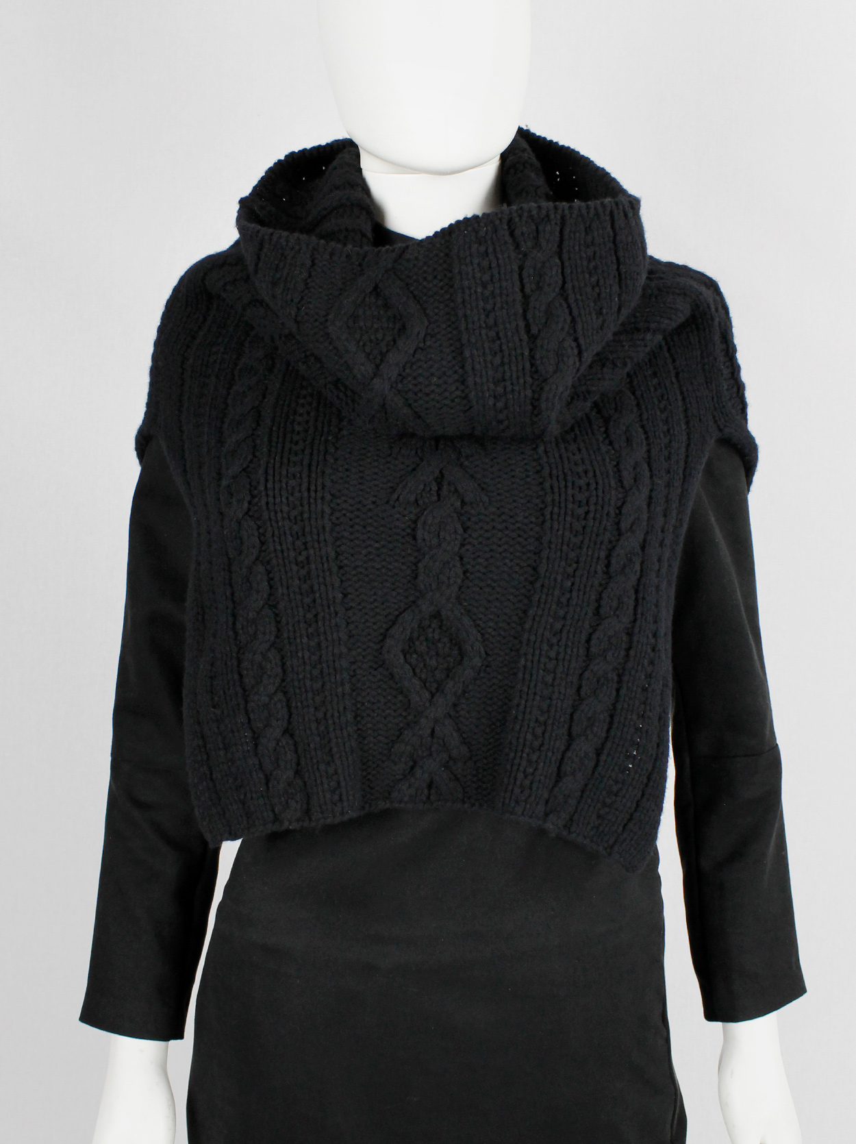 Y's Yohji Yamamoto black knit poncho scarf with oversized