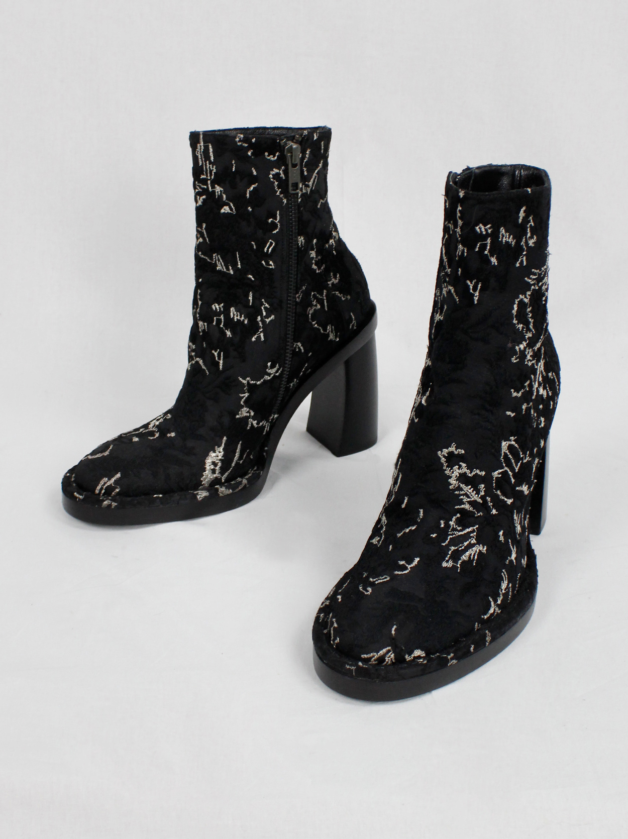 archive ANN DEMEULEMEESTER エンジニアブーツ Ann Demeulemeester black ankle boots with curved heel and