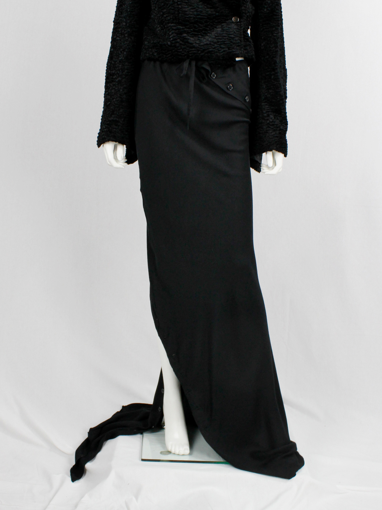 Ann Demeulemeester black floor length skirt with buttoned Ann Demeulemeester black floor length skirt with buttoned