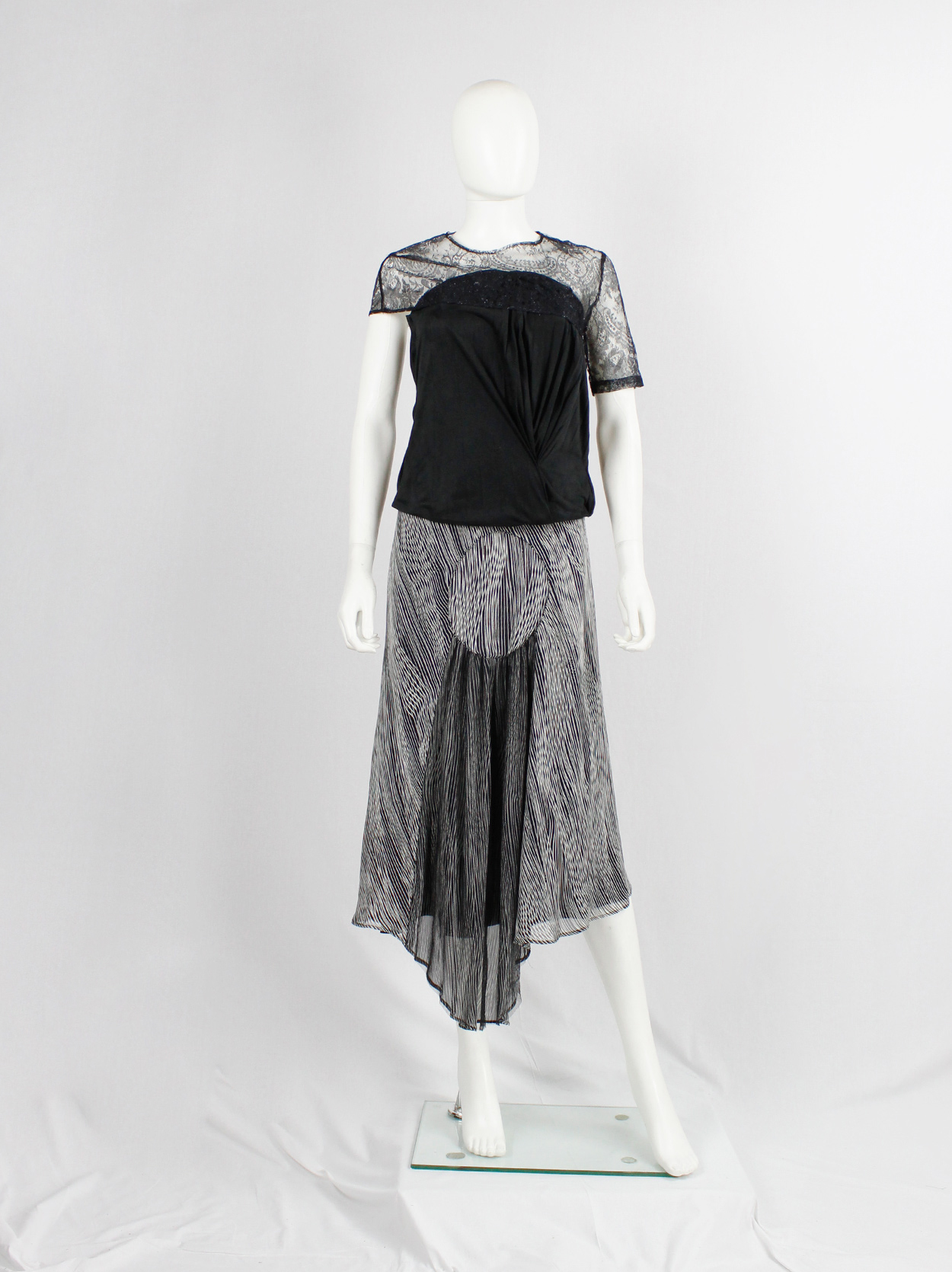Veronique Branquinho black and white striped skirt with