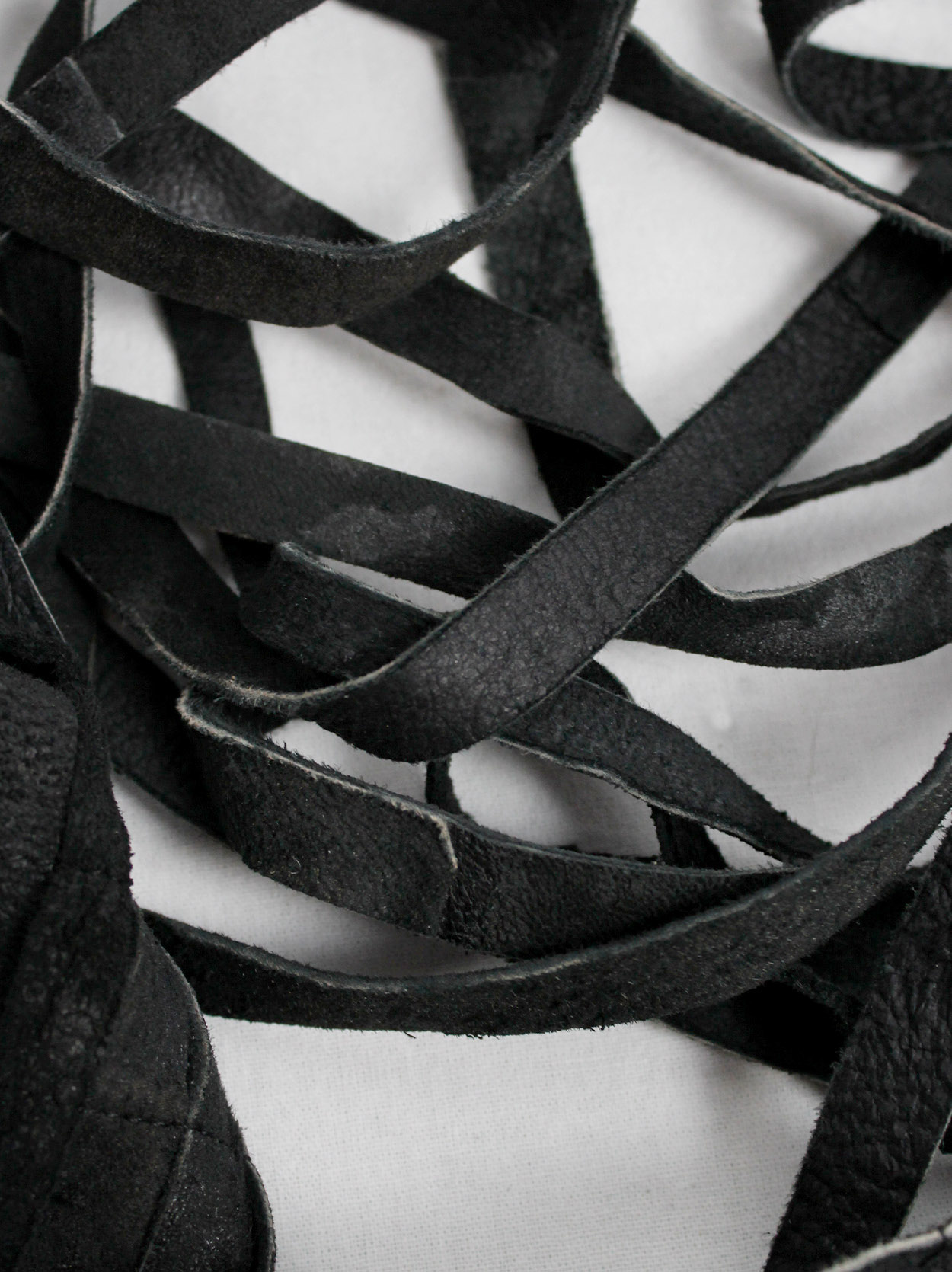 Ann Demeulemeester black leather belt or scarf with fringe Ann Demeulemeester black leather belt or scarf with fringe