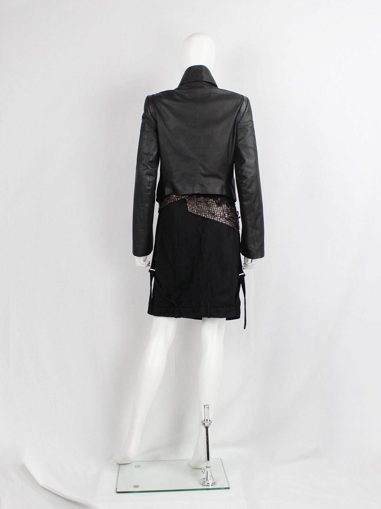 Ann Demeulemeester black leather jacket with asymmetric Ann Demeulemeester black leather jacket with asymmetric