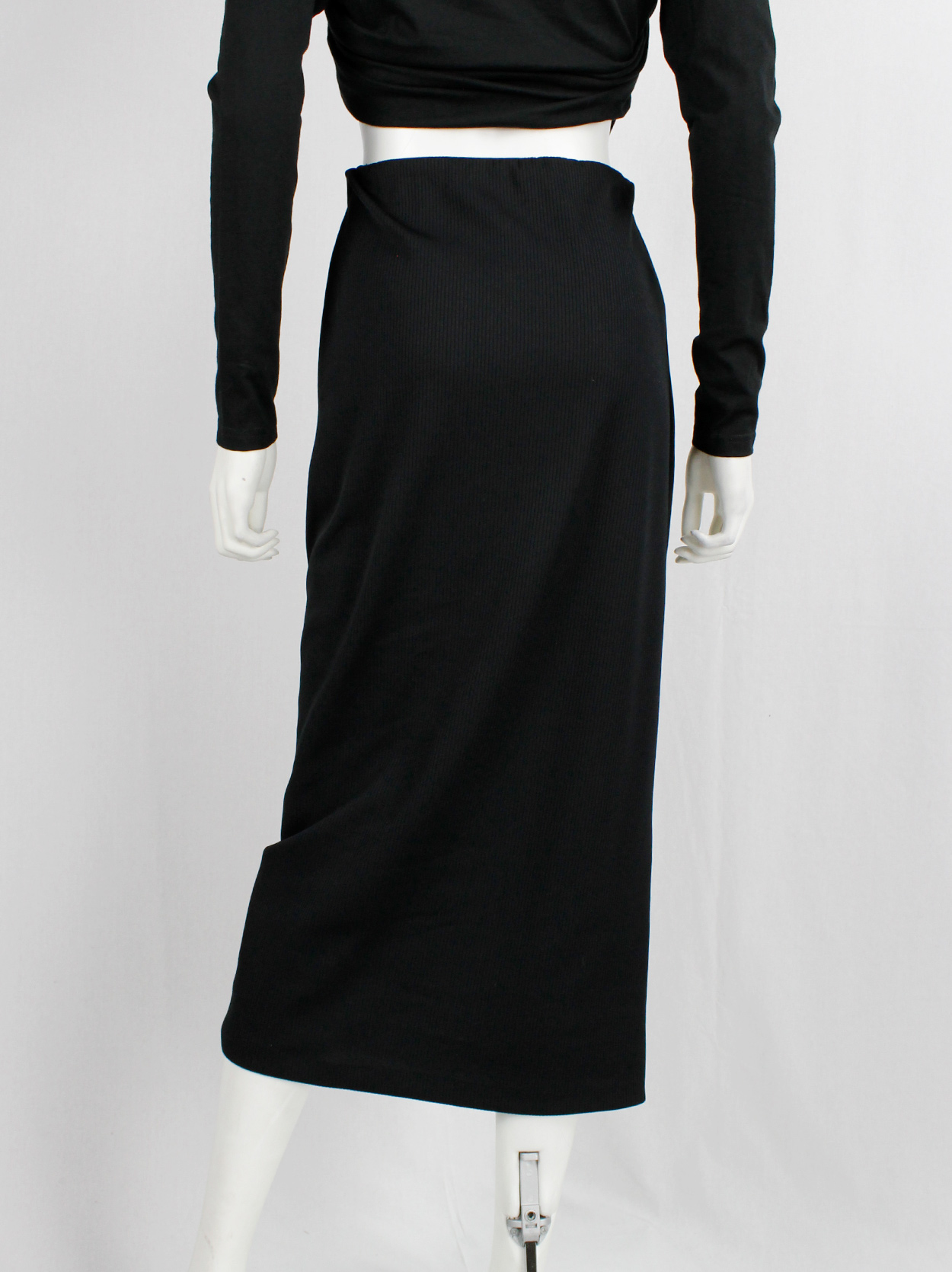 Yohji Yamamoto Y's black long pencil skirt with 2 rows of