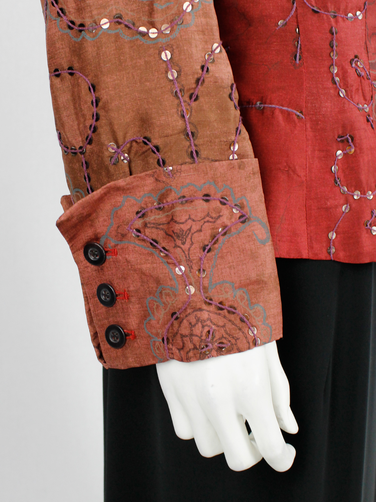 Dries Van Noten red Sherwani-inspired jacket with sequinned Dries Van Noten red Sherwani-inspired jacket with sequinned