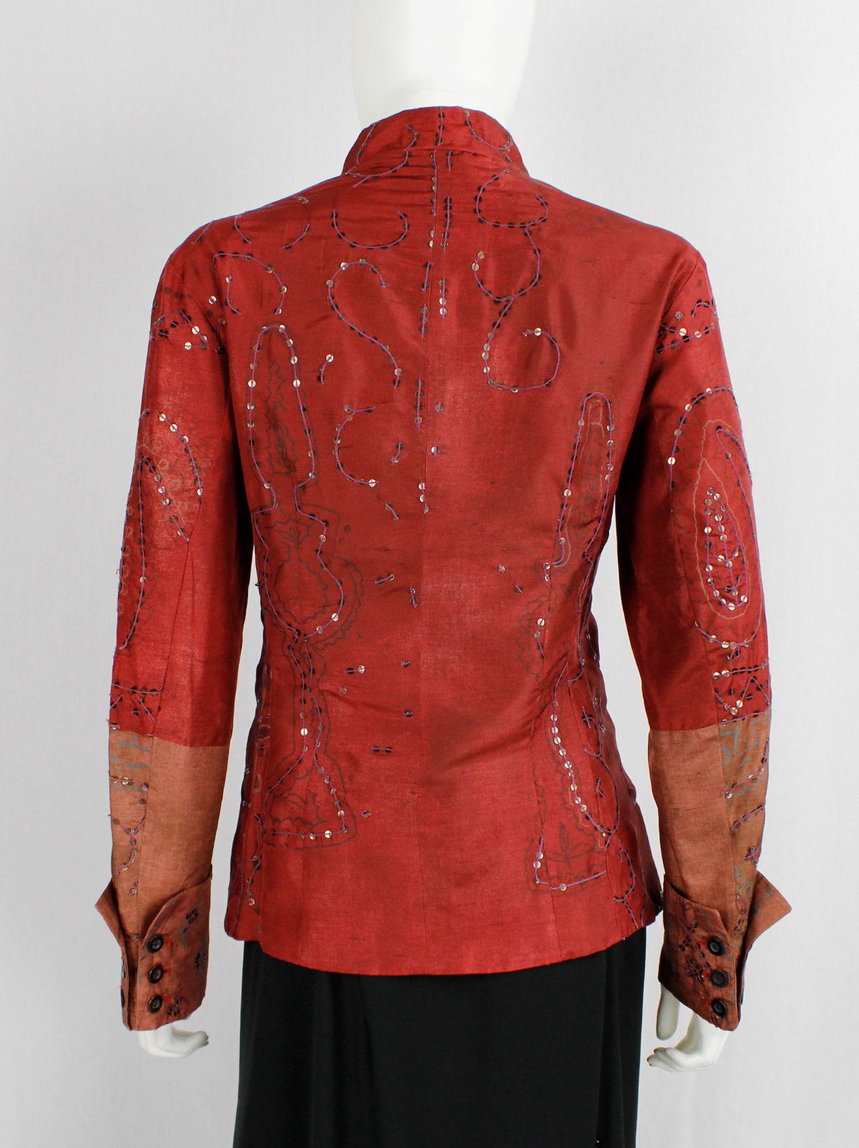 Dries Van Noten red Sherwani-inspired jacket with sequinned 