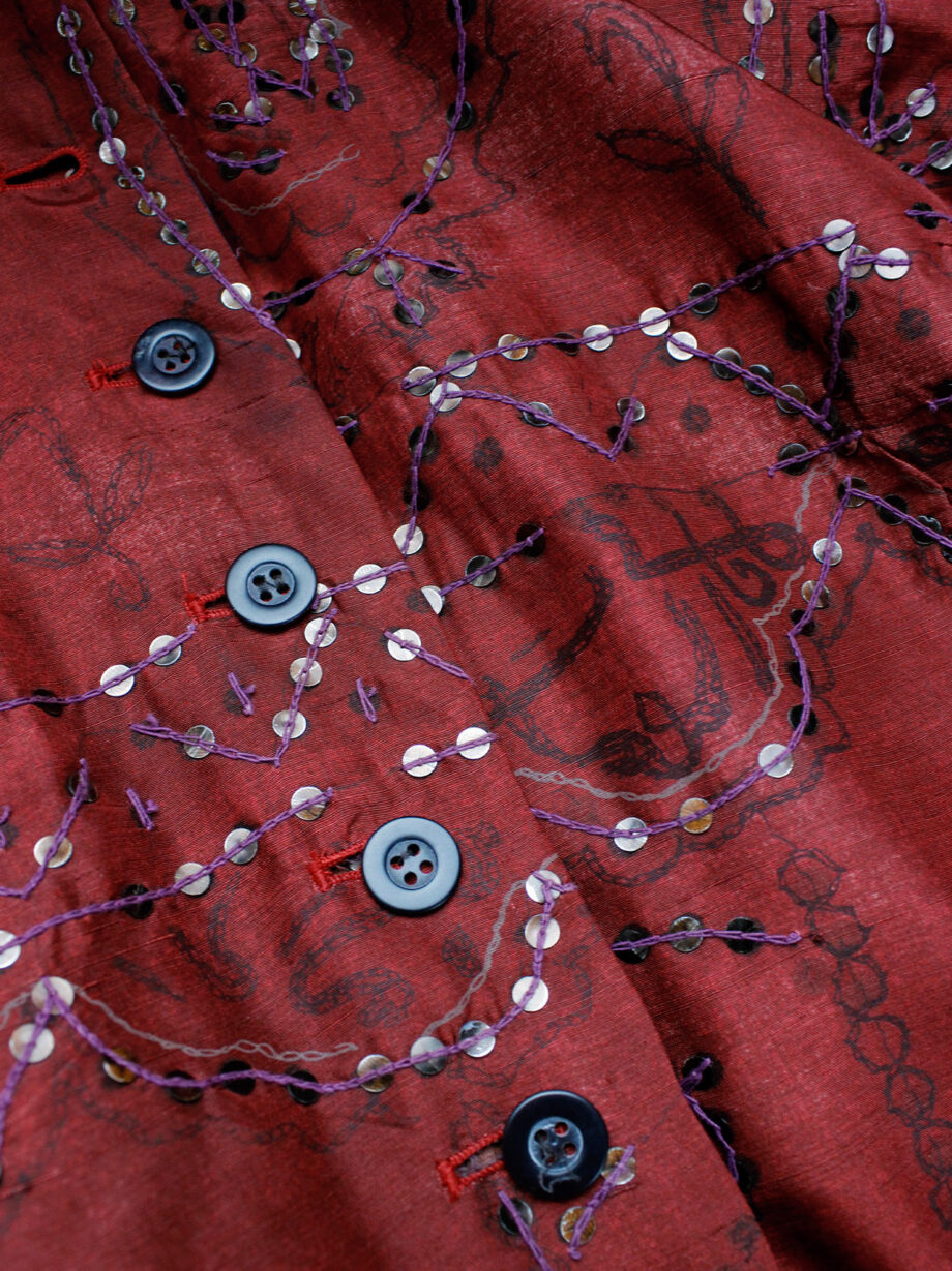 Dries Van Noten red Sherwani-inspired jacket with sequinned