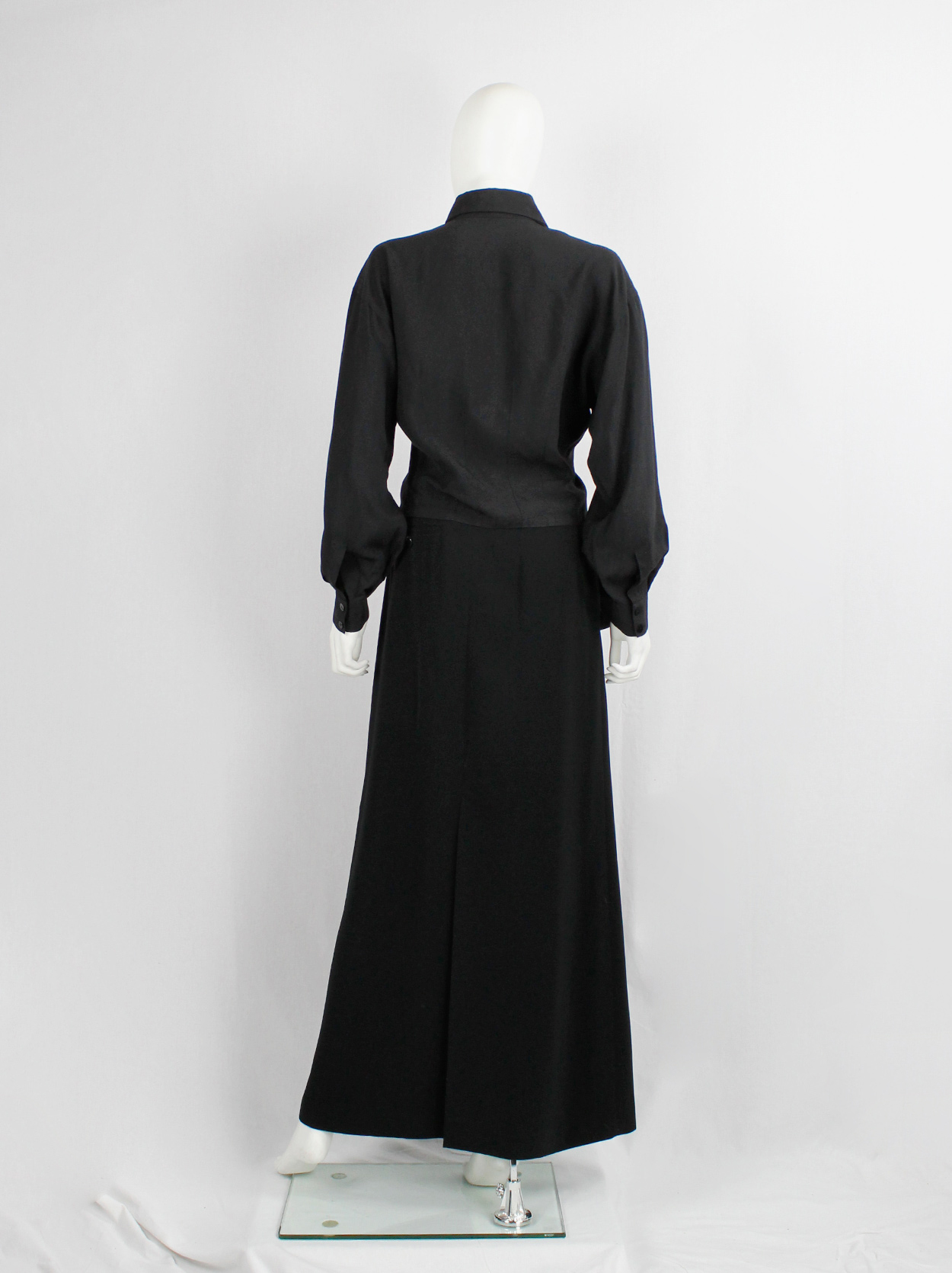 Ann Demeulemeester black batwing sleeve shirt with double collar 