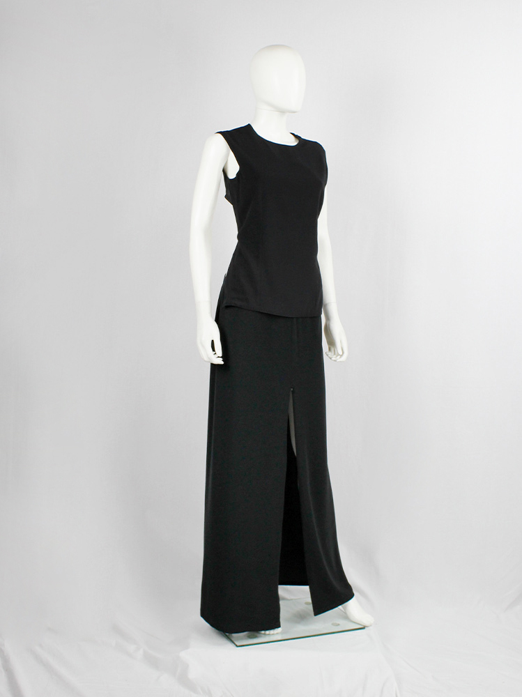 【関税込み】Ann Demeulemeester ブラック Emilia トラウザーズ Ann Demeulemeester black maxi skirt with high zipper slits