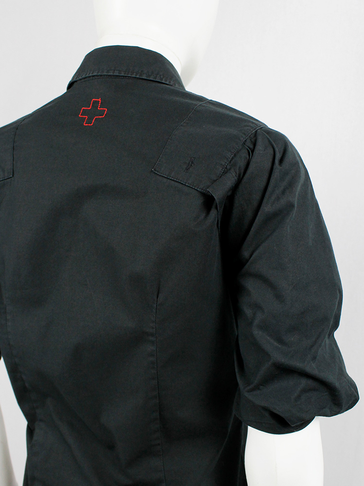A.F. Vandevorst black military shirt with upwards folded sleeves