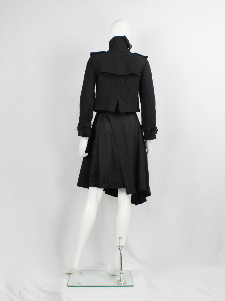 Comme des Garçons black short trenchcoat in wool with orange