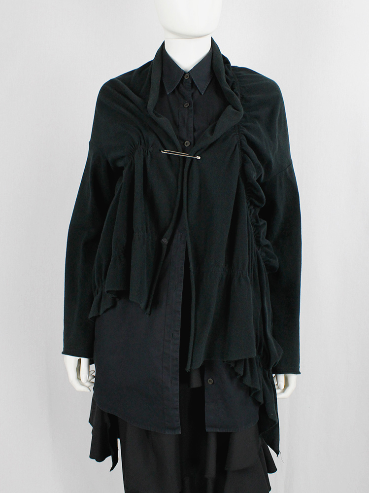 Y's Yohji Yamamoto black deformed cardigan by scrunched