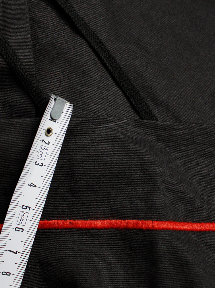 vintage a f Vandevorst black corset made from a pillow case with red initials spring 1999