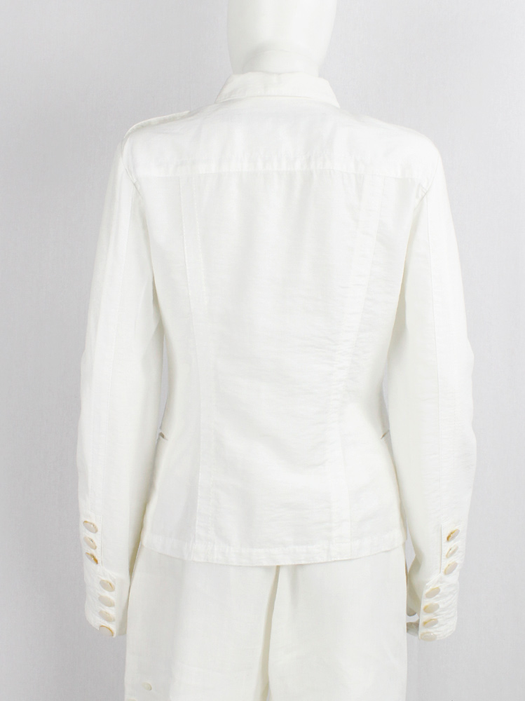Dirk Bikkembergs white jacket with asymmetric row of buttons