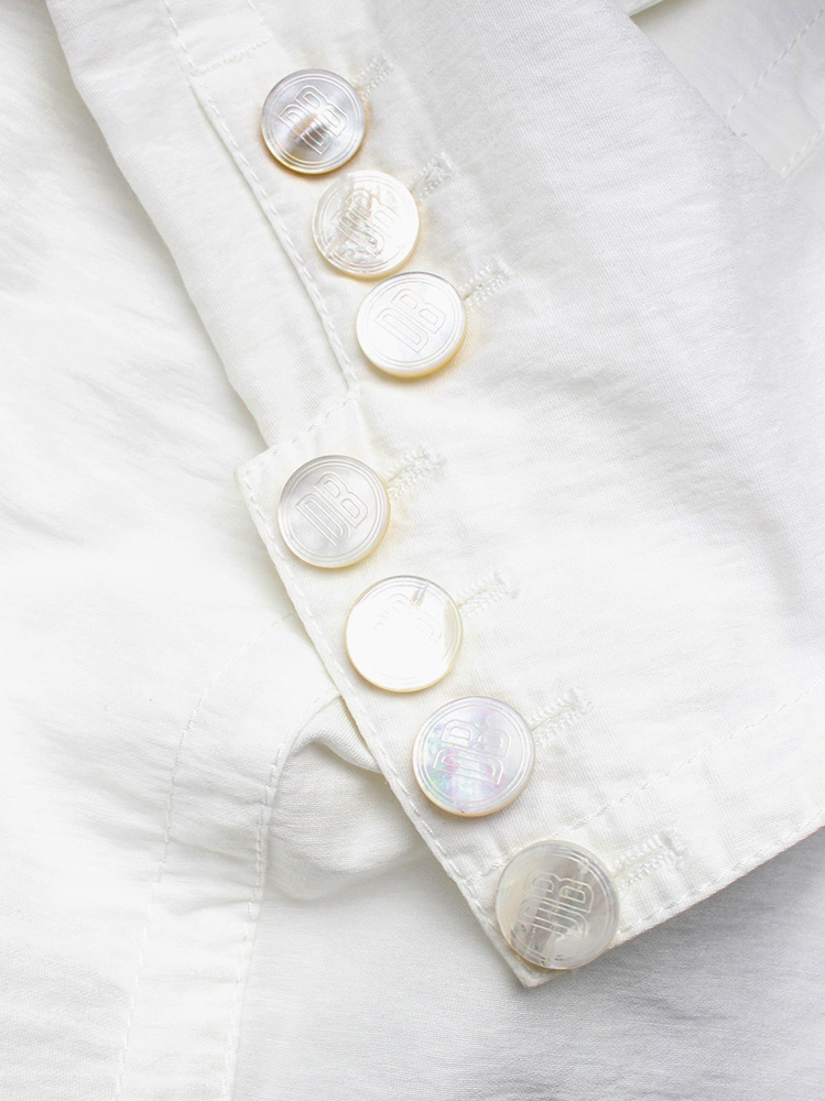 Dirk Bikkembergs white jacket with asymmetric row of buttons