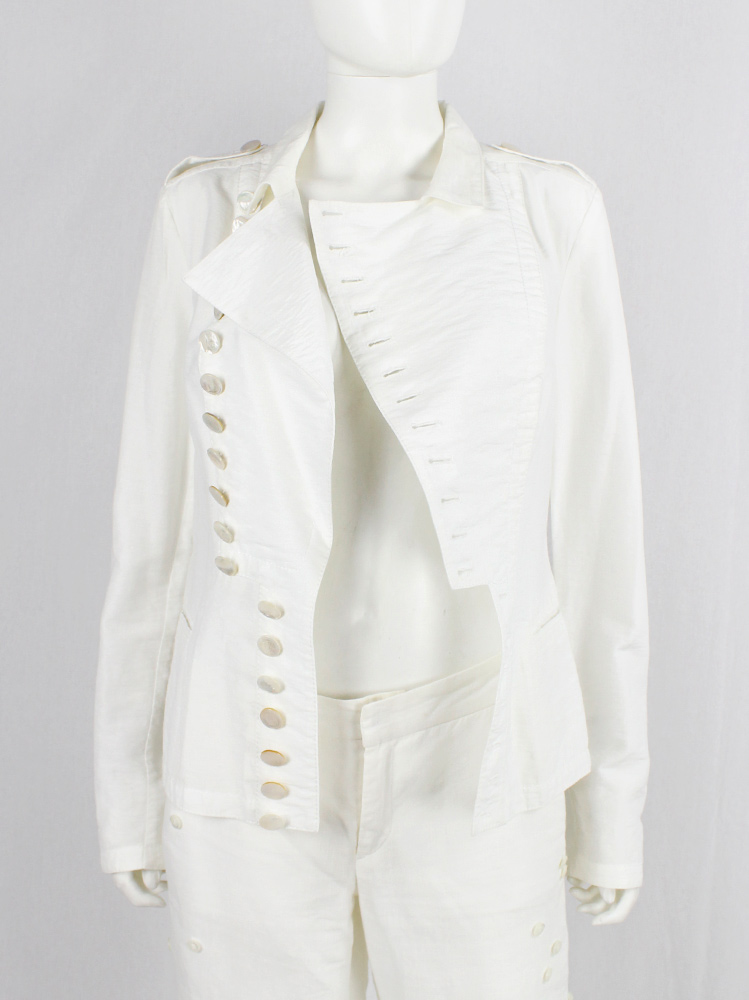 Dirk Bikkembergs white jacket with asymmetric row of buttons