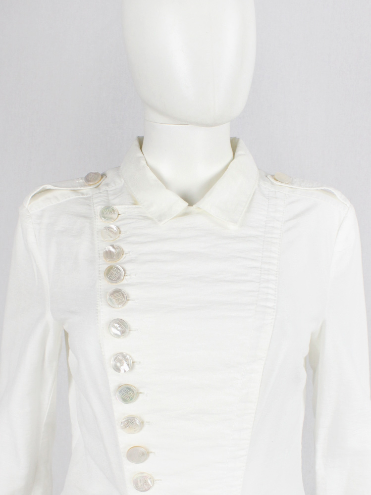 Dirk Bikkembergs white jacket with asymmetric row of buttons