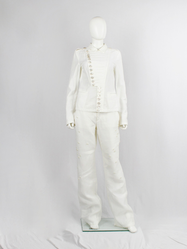 ジャケット・アウター 90s DIRK BIKKEMBERGS half coat Dirk Bikkembergs white jacket with asymmetric row of buttons