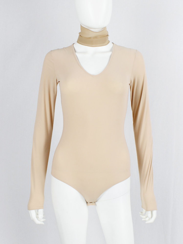 MAISON MARAIS ♥ Diana Cotton Body Suit /追跡付 Maison Margiela 4 ecru bodysuit with long sleeves — fall