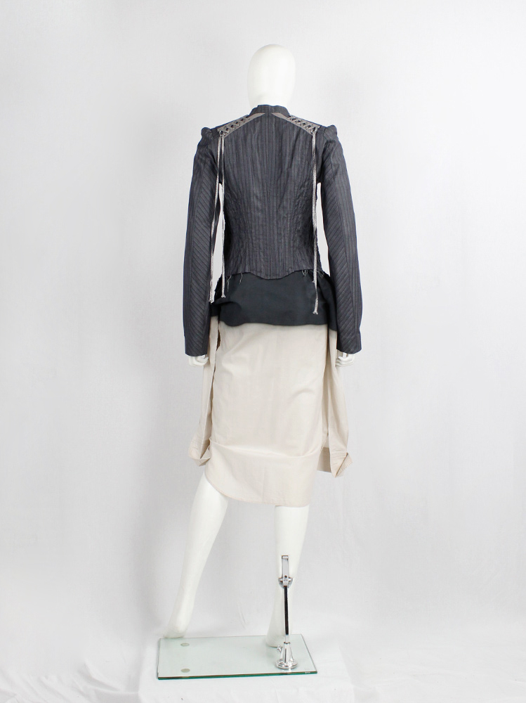 Veronique Branquinho grey blazer with corset lacing on the