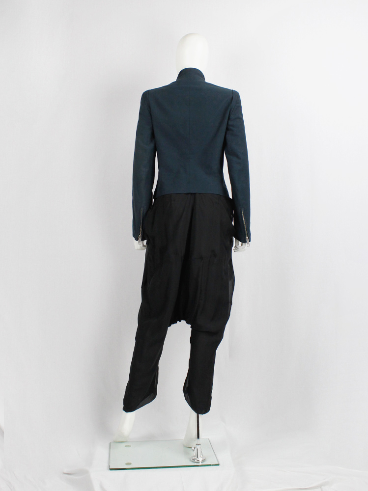 Ann Demeulemeester pine green biker jacket with double