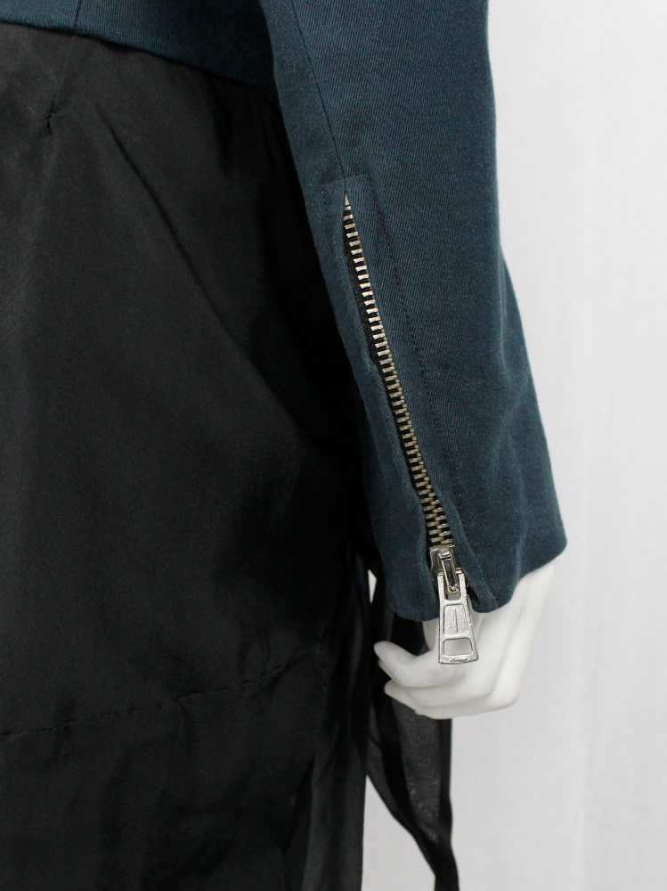 Ann Demeulemeester pine green biker jacket with double