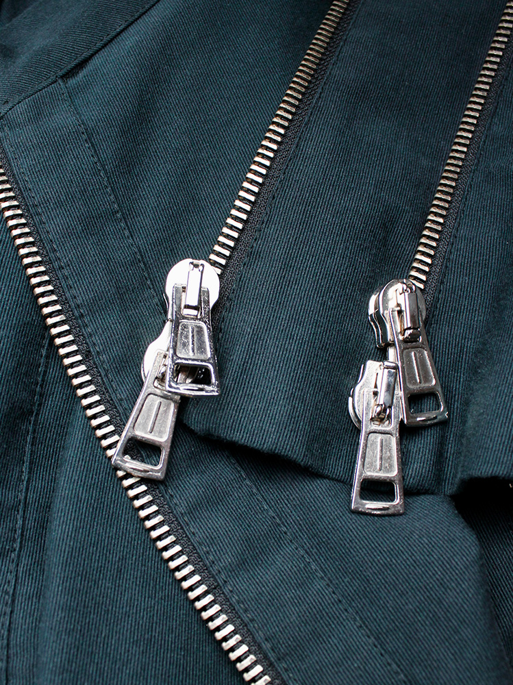 Ann Demeulemeester pine green biker jacket with double