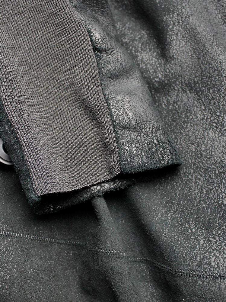 Rick Owens black blistered leather minimalist jacket with Rick Owens black blistered leather minimalist jacket with
