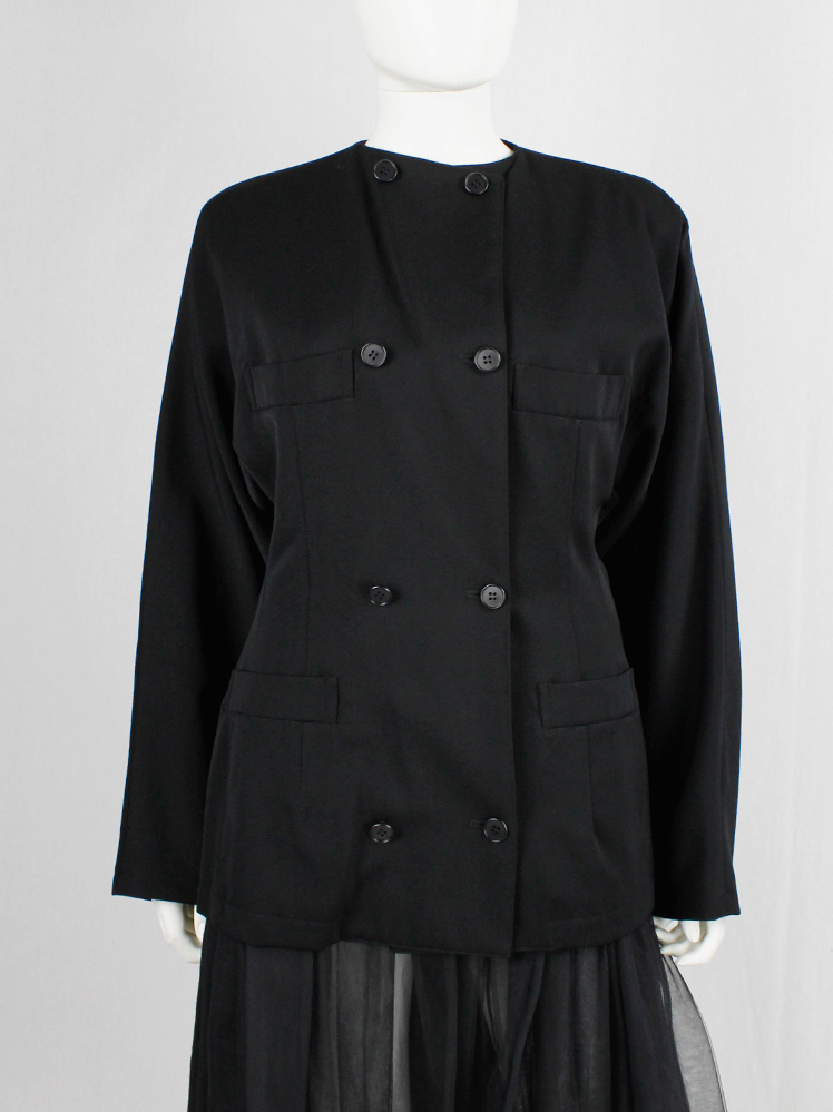 viskeTHE ROW WILLIAM COAT 新品未使用品 Y's Yohji Yamamoto black double breasted coat with four