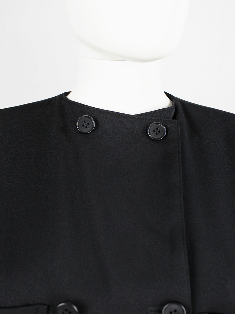 Y's Yohji Yamamoto black double breasted coat with four Y's Yohji Yamamoto black double breasted coat with four