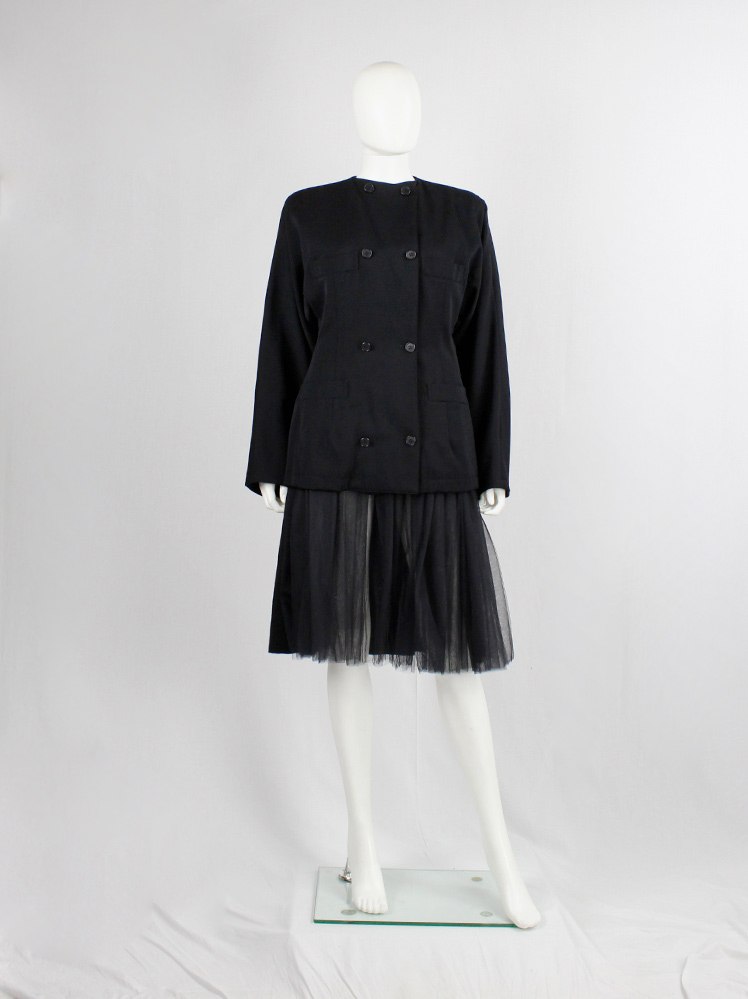 viskeTHE ROW WILLIAM COAT 新品未使用品 Y's Yohji Yamamoto black double breasted coat with four