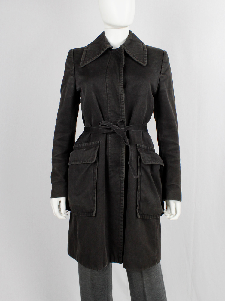 Maison Martin Margiela grey denim car coat with large Maison Martin Margiela grey denim car coat with large