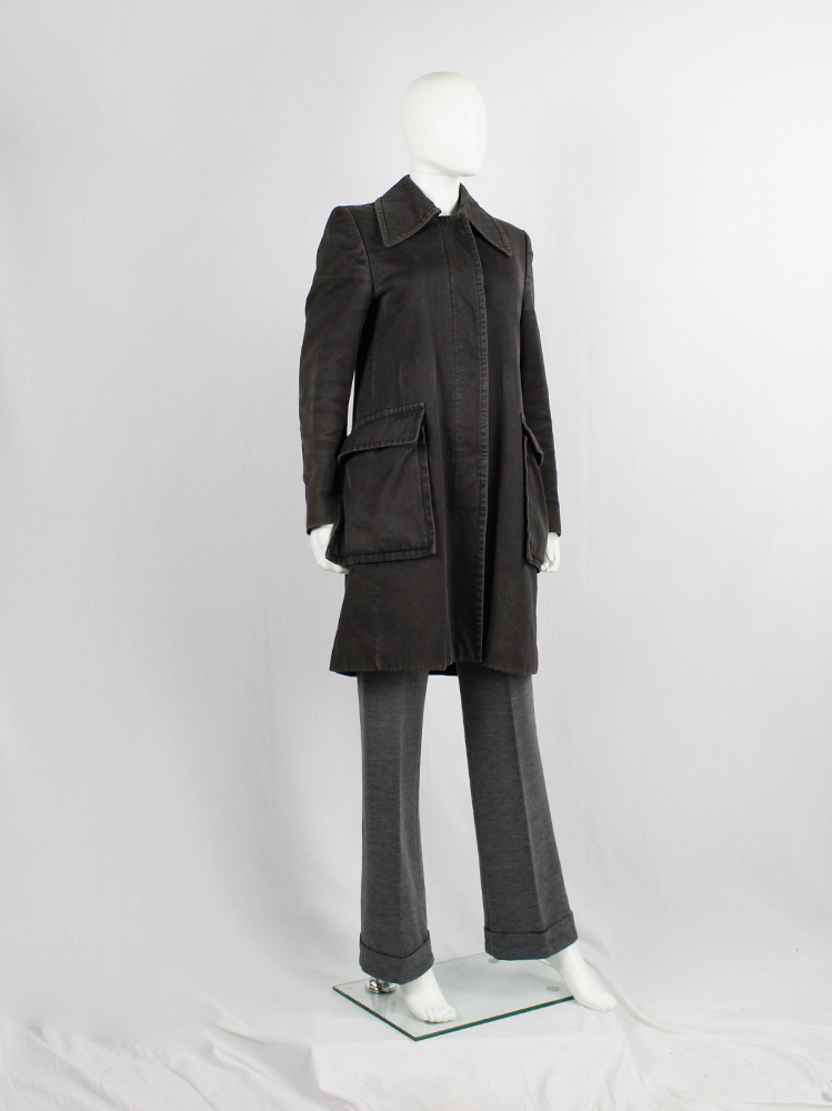 ジャケット・アウター Vintage 99SS Martin Margiela 10 car coat Maison Martin Margiela grey denim car coat with large attached