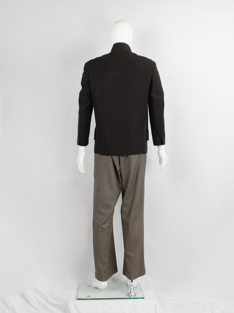Y's for men brown short double breasted blazer with cropped