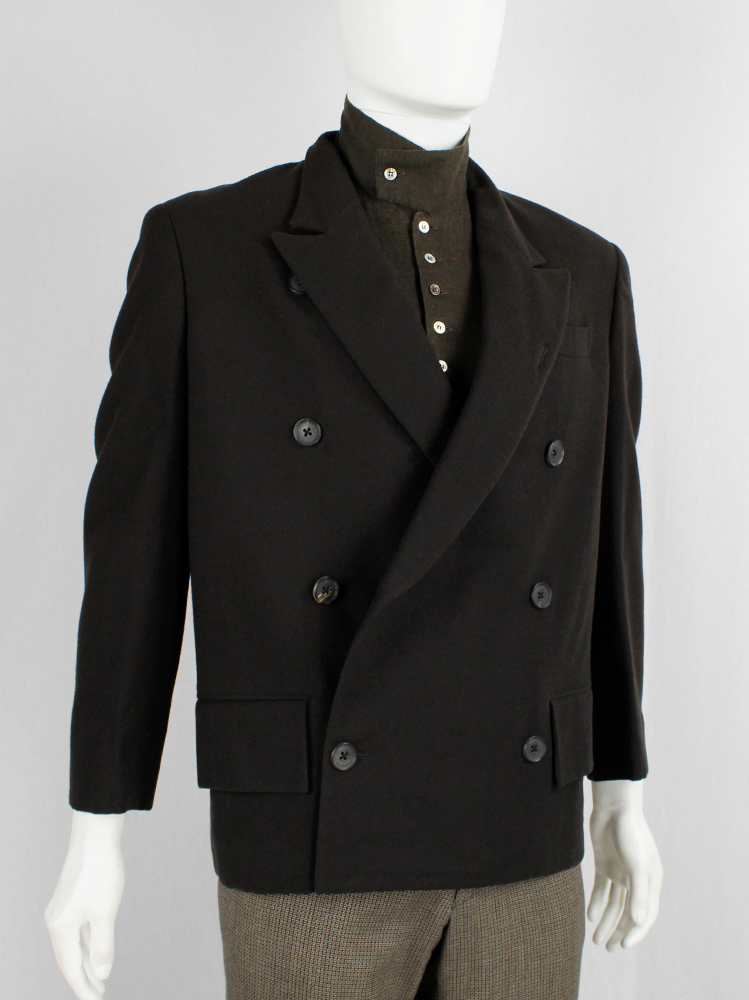 Y's for men brown short double breasted blazer with cropped