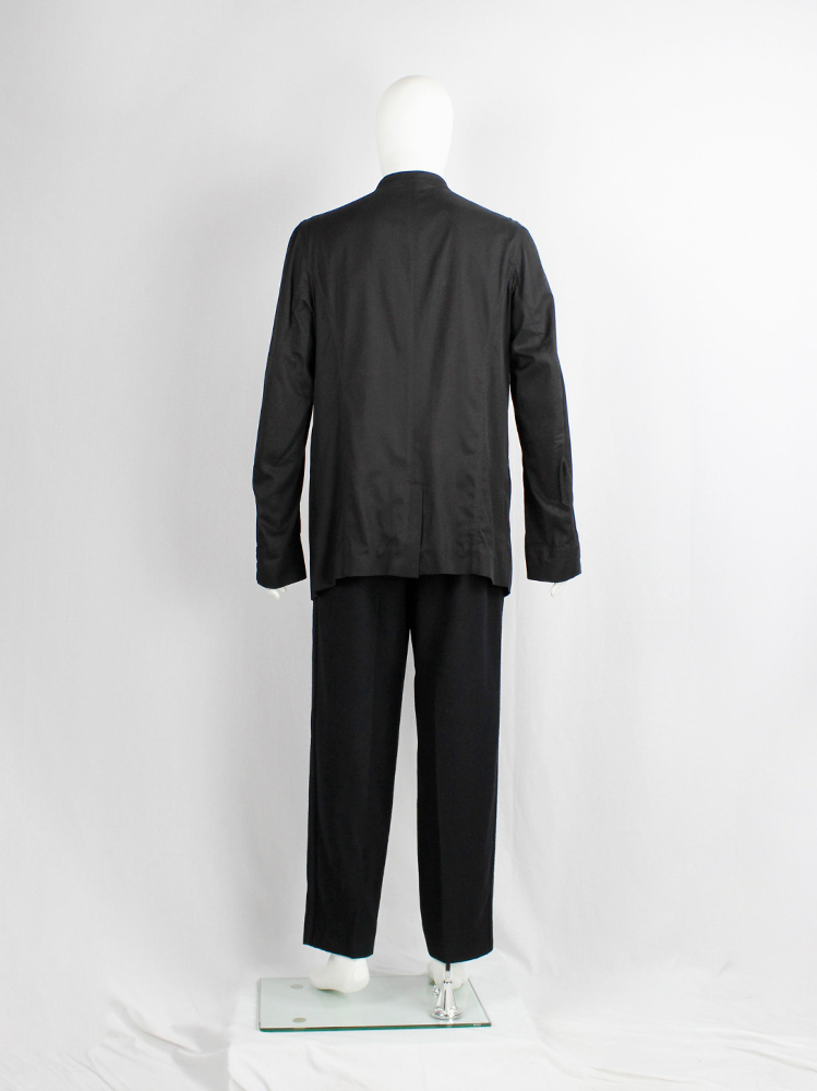 Ann Demeulemeester black long jacket with 5-button double