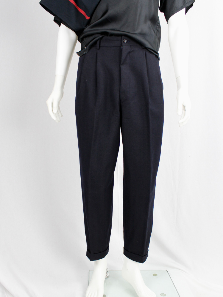 Comme des Garçons Homme navy tapered trousers with hems Comme des Garçons Homme navy tapered trousers with hems