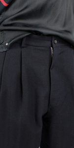 Comme des Garçons Homme navy tapered trousers with hems cuffed by