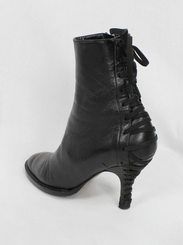 af Vandevorst black ankle boots with corset lacing on the back fall 2006 (13)
