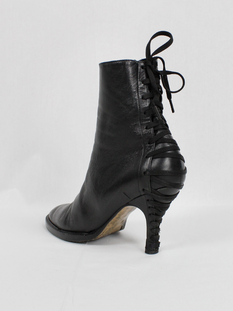 af Vandevorst black ankle boots with corset lacing on the back fall 2006 (26)