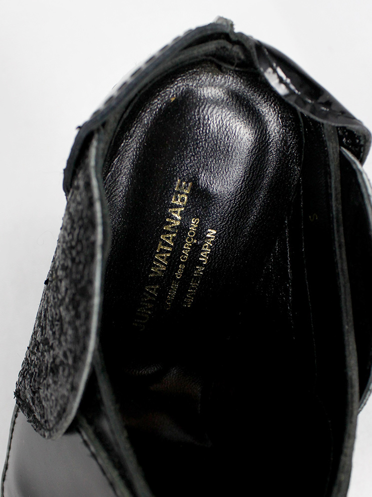 Junya Watanabe black platform wedges with circles in different