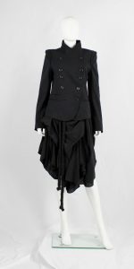 Ann Demeulemeester black double breasted jacket with cuts in the