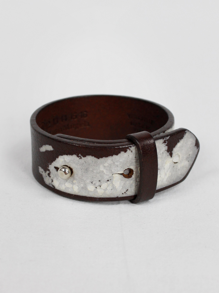 Maison Martin Margiela brown leather bracelet with white