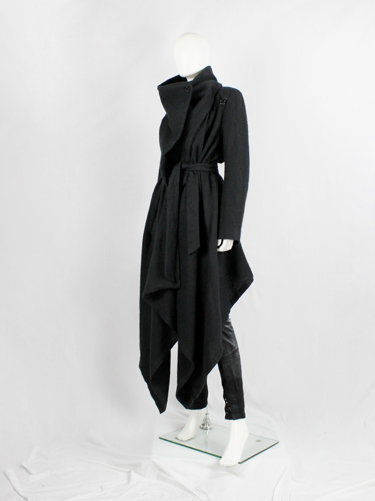 Ann Demeulemeester dark grey maxi coat with oversized cowl Ann Demeulemeester dark grey maxi coat with oversized cowl
