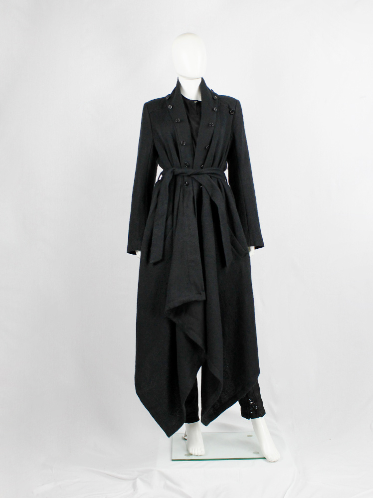 ANN DEMEULEMEESTER ブラック ロングカーディガン 36 ANN DEMEULEMEESTER ブラック ロングカーディガン 36