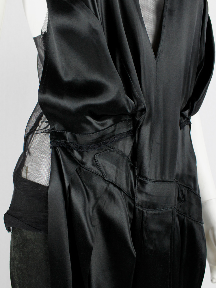 A.F. Vandevorst black sheer top with black dress draped on the