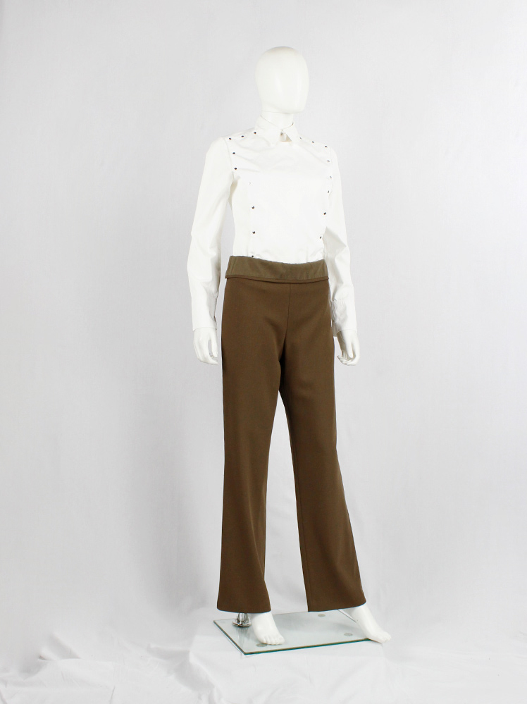 A.F. Vandevorst brown straight trousers with folded over waist 