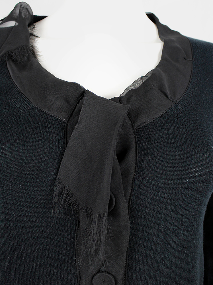 Maison Martin Margiela dark blue cardigan with silk torn Maison Martin Margiela dark blue cardigan with silk torn