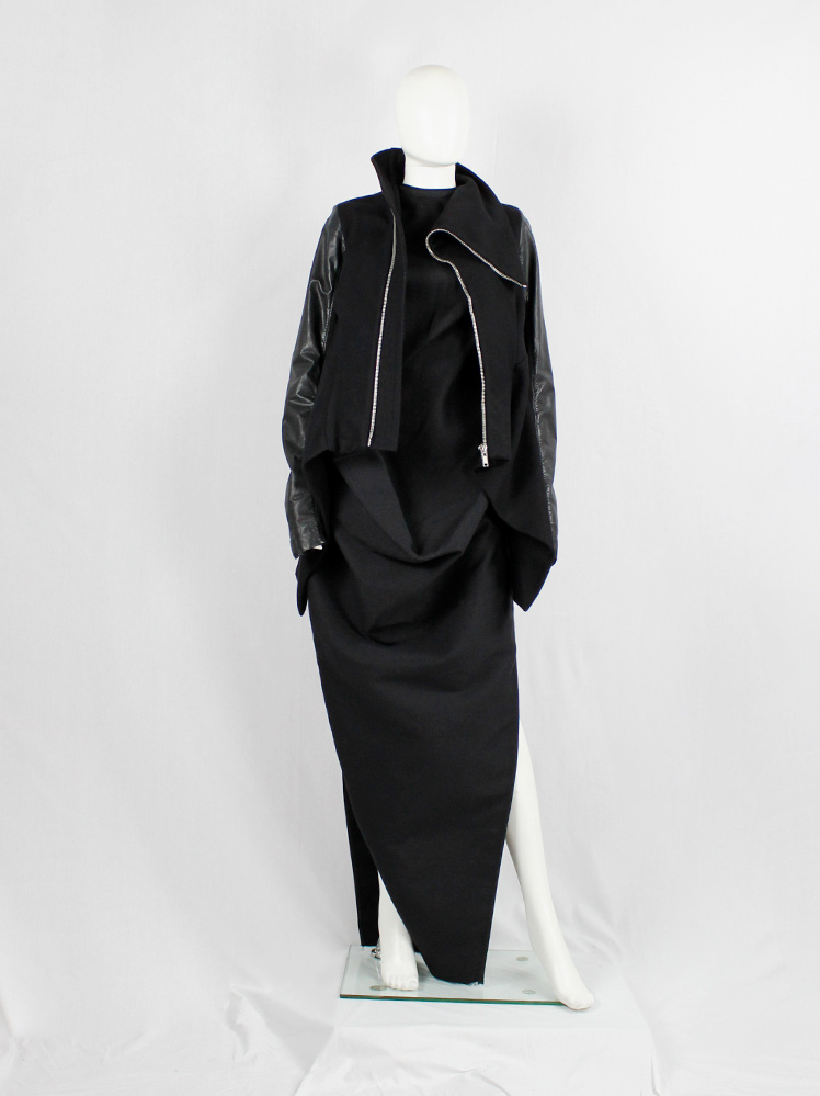 Rick Owens CRUST black winged jacket with leather sleeves